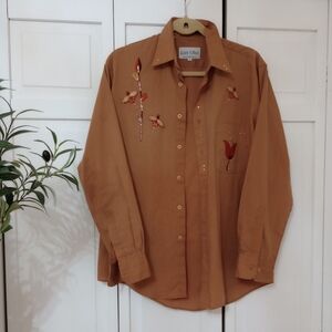 🌿🍒 Las Olas Embroidered Women's Button Down Shirt size Small